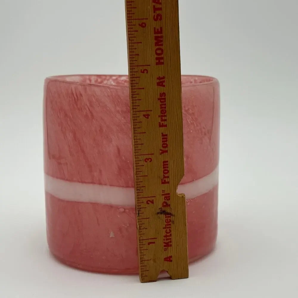 Vintage Hand Blown Glass Vase in Pink and White 4.5